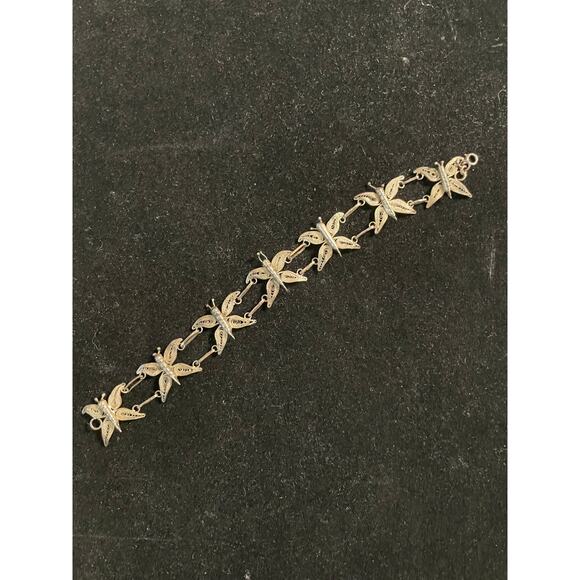 unknown Jewelry - Vintage Silver Butterfly Filigree Bracelet